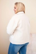 Kurtka damska Plus Size z wełnianą strukturą i kieszeniami beżowa