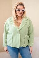 Kurtka damska Plus Size z wełnianą strukturą i kieszeniami miętowa
