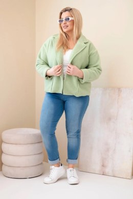 Kurtka damska Plus Size z wełnianą strukturą i kieszeniami miętowa