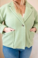 Kurtka damska Plus Size z wełnianą strukturą i kieszeniami miętowa