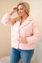 Kurtka damska Plus Size z wełnianą strukturą i kieszeniami pudrowy róż