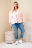 Kurtka damska Plus Size z wełnianą strukturą i kieszeniami pudrowy róż