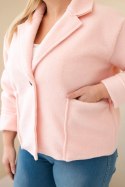Kurtka damska Plus Size z wełnianą strukturą i kieszeniami pudrowy róż
