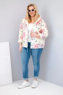 Kurtka damska wiosenna pikowana Plus Size z kapturem i kwiatowym wzorem żółta