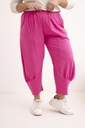 Spodnie damskie Plus Size z obniżonym krokiem i gumką w pasie różowe