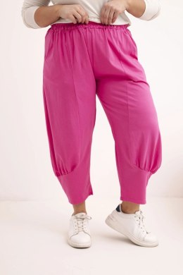 Spodnie damskie Plus Size z obniżonym krokiem i gumką w pasie różowe