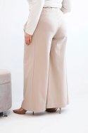 Spodnie damskie Plus Size z szerokimi nogawkami i plisowaniem ciemno beżowe
