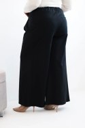 Spodnie damskie Plus Size z szerokimi nogawkami i plisowaniem czarne