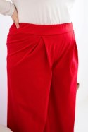 Spodnie damskie Plus Size z szerokimi nogawkami i plisowaniem czerwone