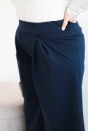 Spodnie damskie Plus Size z szerokimi nogawkami i plisowaniem granatowe