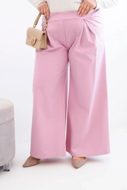Spodnie damskie Plus Size z szerokimi nogawkami i plisowaniem jasno fioletowe