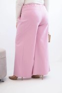 Spodnie damskie Plus Size z szerokimi nogawkami i plisowaniem jasno fioletowe