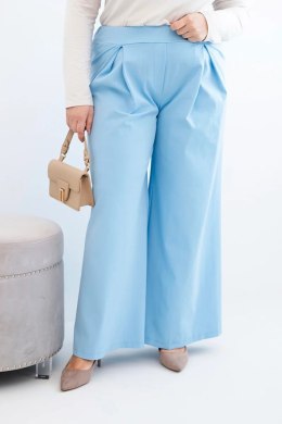 Spodnie damskie Plus Size z szerokimi nogawkami i plisowaniem niebieskie