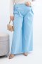 Spodnie damskie Plus Size z szerokimi nogawkami i plisowaniem niebieskie