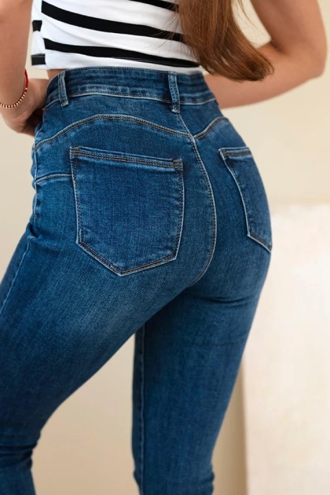 Jeansy Spodnie  damskie rurki z wysokim stanem M.sara ciemno jeansowe