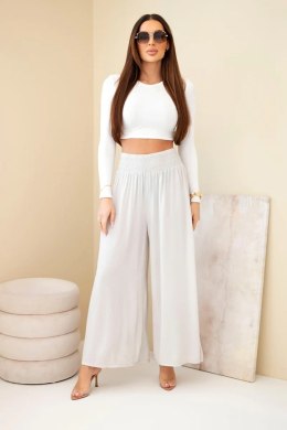 Spodnie damskie wiskozowe z elastycznym pasem beżowe