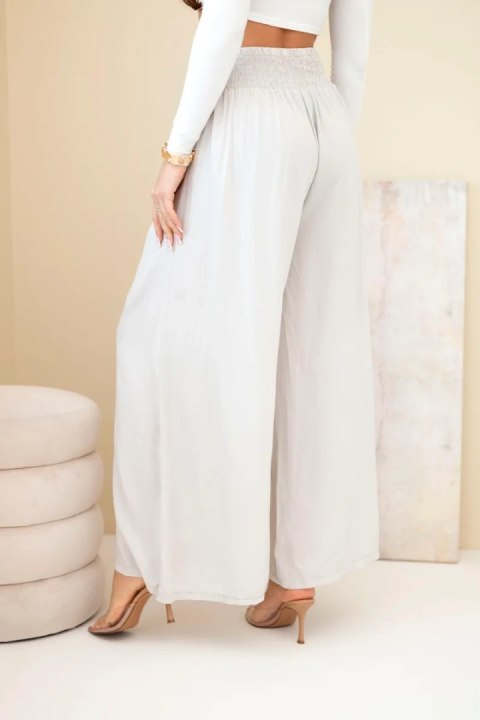 Spodnie damskie wiskozowe z elastycznym pasem beżowe