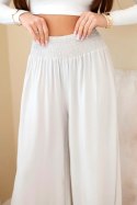 Spodnie damskie wiskozowe z elastycznym pasem beżowe