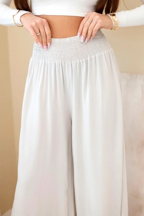 Spodnie damskie wiskozowe z elastycznym pasem beżowe