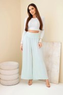 Spodnie damskie wiskozowe z elastycznym pasem miętowe