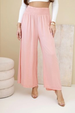Spodnie damskie wiskozowe z elastycznym pasem morelowe