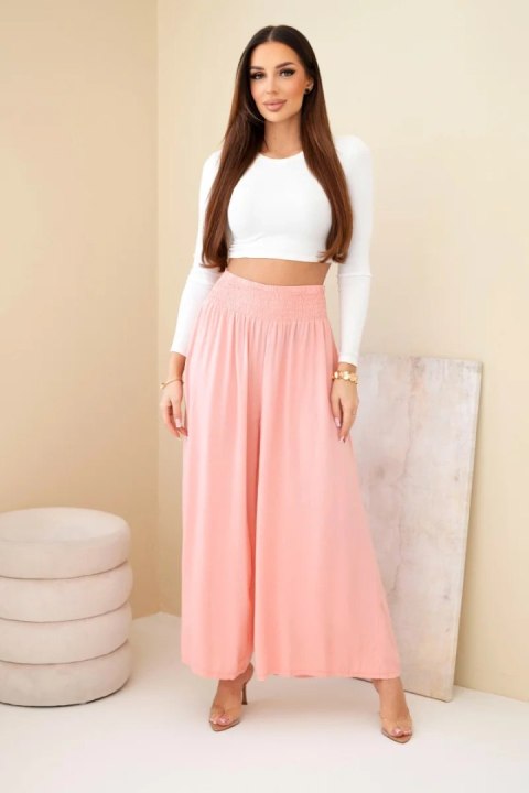 Spodnie damskie wiskozowe z elastycznym pasem morelowe