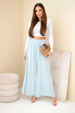 Spodnie damskie wiskozowe z elastycznym pasem niebieskie