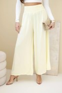 Spodnie damskie wiskozowe z elastycznym pasem żółte