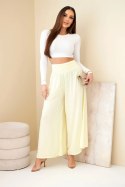 Spodnie damskie wiskozowe z elastycznym pasem żółte