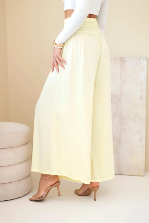 Spodnie damskie wiskozowe z elastycznym pasem żółte