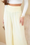 Spodnie damskie wiskozowe z elastycznym pasem żółte