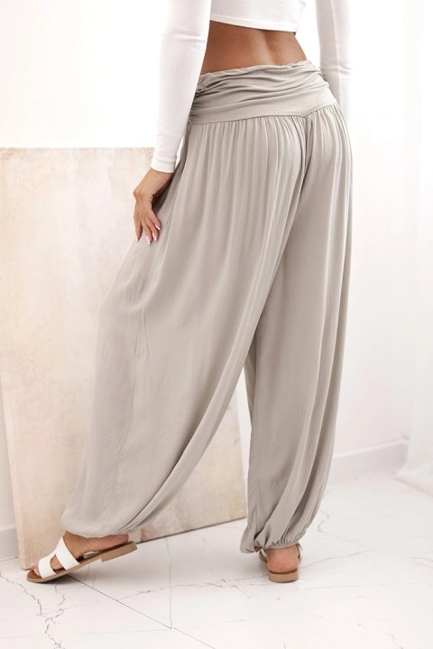 Spodnie damskie wiskozowe z szeroką nogawką i marszczeniami fango