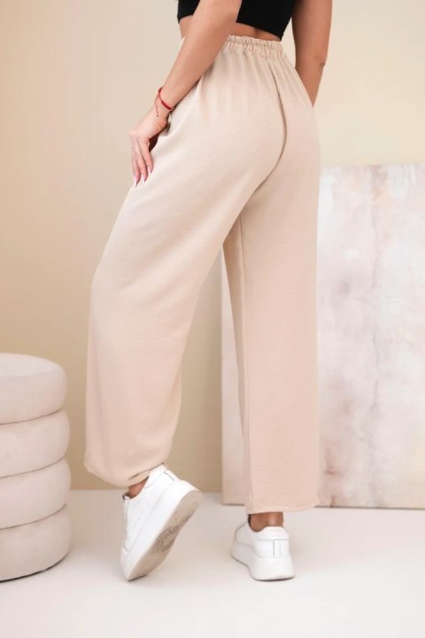 Spodnie z szeroką nogawką ciemno beżowe