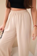Spodnie z szeroką nogawką ciemno beżowe