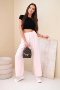 Spodnie z szeroką nogawką jasny pudrowy róż