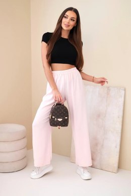 Spodnie z szeroką nogawką jasny pudrowy róż