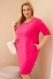Sukienka damska Plus Size z bawełną o prostym kroju i rękawem 3/4 fuksja