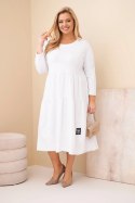 Sukienka damska bawełniana Plus Size z falbanami i podwiniętym rękawem biała