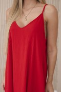 Sukienka muślinowa na ramiączkach czerwona