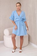 Sukienka muślinowa taliowana niebieska