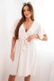Sukienka z przekładanym dekoltem jasno beżowa