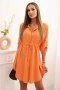 Sukienka z zapięciem na guziki i wiązaniem w talii pomarańczowa