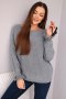 Sweter damska z moheru z marszczonymi rękawami i wycięciem na plecach ciemny szary