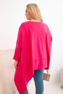Tunika damska Plus Size z bawełny z asymetrycznym dołem fuksja