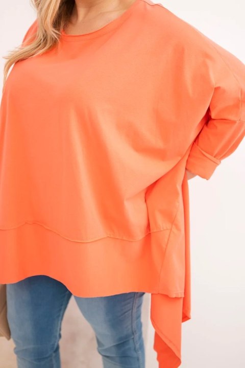 Tunika damska Plus Size z bawełny z asymetrycznym dołem morelowa