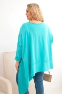 Tunika damska Plus Size z bawełny z asymetrycznym dołem turkusowa