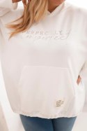 Bluza damska Plus Size z kapturem i nadrukiem ecru