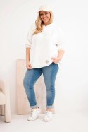 Bluza damska Plus Size z kapturem i nadrukiem ecru