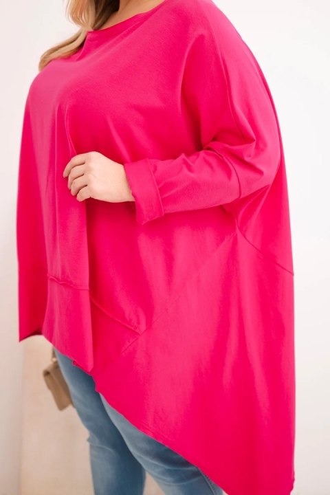 Bluza damska Plus Size z kapturem i nadrukiem fuksja