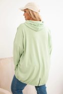Bluza damska Plus Size z kapturem i nadrukiem miętowa